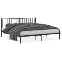 Bedframe met hoofdbord metaal zwart 193x203 cm - thumbnail
