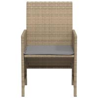 3-delige Bistroset met kussens poly rattan gemengd beige - thumbnail