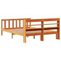 Bedframe met hoofdbord massief grenenhout wasbruin 135x190 cm - thumbnail