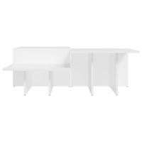 Salontafels 2 st bewerkt hout wit - thumbnail