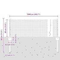 VidaXL Hek met paal zilver 0,4 x 10 m staal - thumbnail