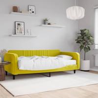 Slaapbank met matras 100x200 cm fluweel geel - thumbnail