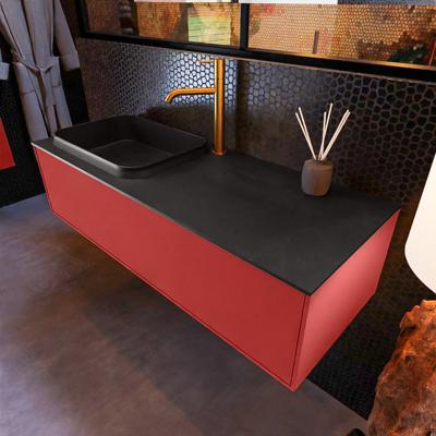 Badkamermeubelset Mondiaz Erin 120 cm met 1 Lade met RIDGE Wastafel Links Urban met 1 kraangat Greeploos Mat Fire Badkamermeubelset Mondiaz Erin 120 cm met 1 Lade met RIDGE Wastafel Links Urban met 1 kraangat Greeploos Mat Fire