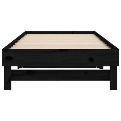 Slaapbank uitschuifbaar 2x(80x200) cm massief grenenhout zwart