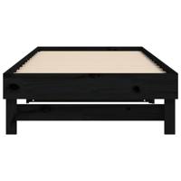 Slaapbank uitschuifbaar 2x(80x200) cm massief grenenhout zwart - thumbnail