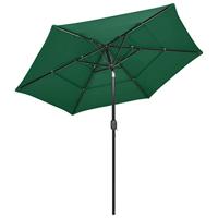VidaXL Parasol 3-laags met aluminium paal 2,5 m groen - thumbnail