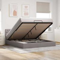 Ottoman bed met matras en LED's 80x200cm stof taupe - thumbnail