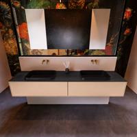 Badkamermeubelset Mondiaz Erin 200 cm met 2 Lades met RIDGE Wastafel Dubbel Urban Zonder Kraangaten Greeploos Mat Rosee - thumbnail