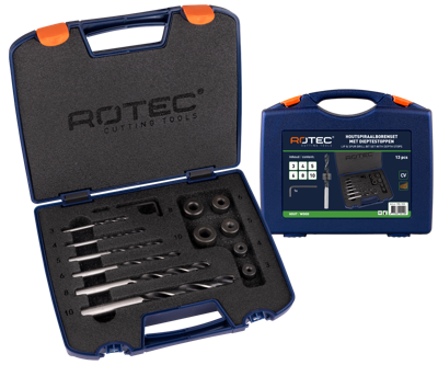 Rotec 900.1052 13-dlg. Houtspiraalborenset type &apos;235&apos; met dieptestoppen - 900.1052