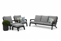 Trestino stoel-bank loungeset lausanne zwart - thumbnail