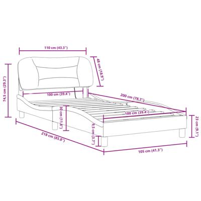 Bedframe met LED-verlichting kunstleer zwart en wit 100x200 cm