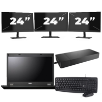 Fujitsu Lifebook E5510 - Intel Core i3-10e Generatie - 15 inch - 16GB RAM - 256GB SSD - Windows 11 Home + 3x 24 inch Monitor - thumbnail