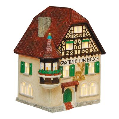 Wurm Lichthaus "Gasthaus zum Hirsch" van porselein, veelkleurig (B/H/D) 14x19x10cm