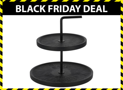 XEMM Serveertoren - Etagere - Mango hout - 2 laags - ∅26 x 28 cm - Zwart XEMM Serveertoren - Etagere - Mango hout - 2 laags - ∅26 x 28 cm - Zwart