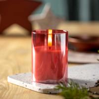 Leonardo Autentico Kaars 10 x 8 cm met ledverlichting rood - thumbnail