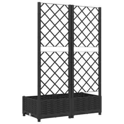 VidaXL Plantenbak met latwerk 80x40x121,5 cm polypropeen zwart