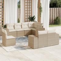 8-delige Loungeset met kussens poly rattan beige - thumbnail