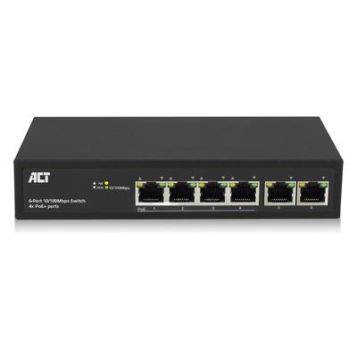 6-Poorts netwerkswitch 4x PoE+ 10/100Mbps ACT AC4430