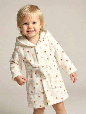 Badjas baby HART, met gerecycled katoen wit, bedrukt