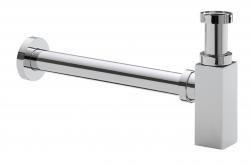 Wiesbaden Luxe bekersifon vierkant incl muurbuis en rozet. Chroom