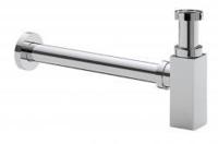 Wiesbaden Luxe bekersifon vierkant incl muurbuis en rozet. Chroom - thumbnail