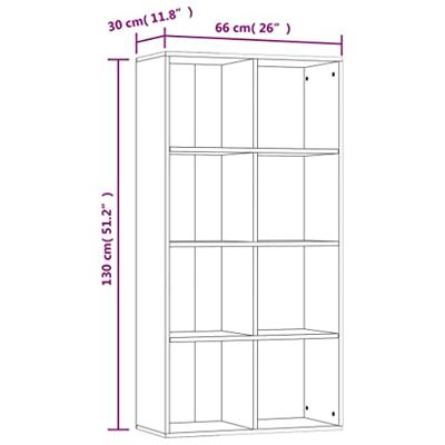 Boekenkast/dressoir 66x30x130 cm bewerkt hout sonoma eikenkleur