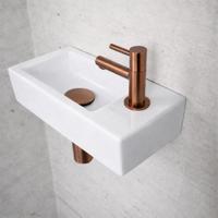 Fonteinset Glans Wit Wiesbaden Color Brons Koper (kraangat rechts) - thumbnail