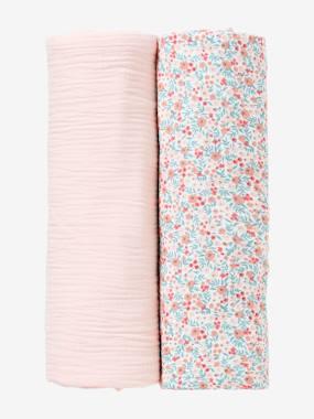 Set van 2 wattenkussens roze/bloemen