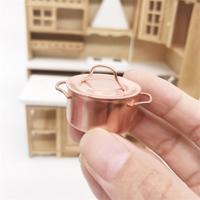 3 stuks Doll House miniatuur keuken koperen pot met deksel kinderen educatief speelgoed - thumbnail