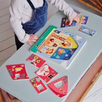 Puzzel 3 niveaus Bij Moo DJECO blauw - thumbnail