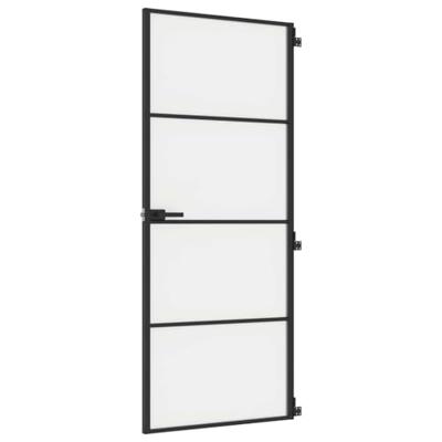 VidaXL Binnendeur smal 83x201,5 cm gehard glas en aluminium zwart