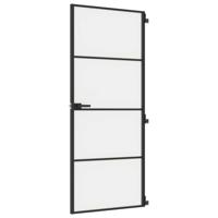 VidaXL Binnendeur smal 83x201,5 cm gehard glas en aluminium zwart - thumbnail