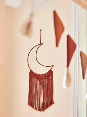 Dromenvanger XL Maan in macramé terracotta