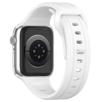 By Qubix - Square siliconen band - Wit - Compatible met Apple Watch 44mm / 45mm / 46mm / 49mm - Compatible Apple watch bandjes
