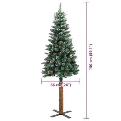 VidaXL Slanke kerstboom groen 150 cm pvc en massief dennenhout VidaXL Slanke kerstboom groen 150 cm pvc en massief dennenhout