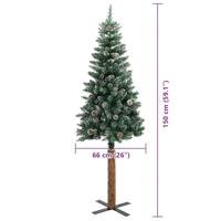 VidaXL Slanke kerstboom groen 150 cm pvc en massief dennenhout - thumbnail