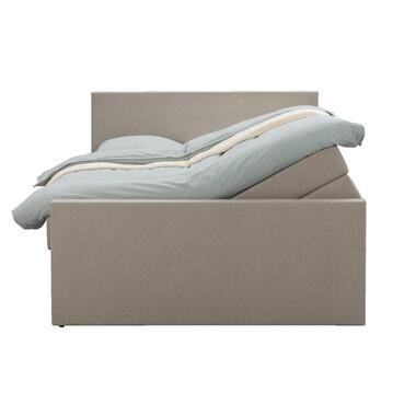 Boxspring met opbergruimte en voetbord Liv egaal - beige - 140x200cm - Leen Bakker