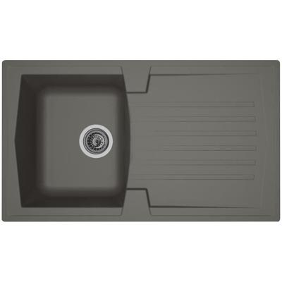 STRADOUR Ingebouwde gootsteen 1 kom + 1 afdruiprek Arena - Hars - 86 x 50 cm - Beton grijs