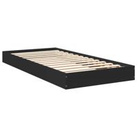 Bedframe bewerkt hout zwart 75x190 cm - thumbnail