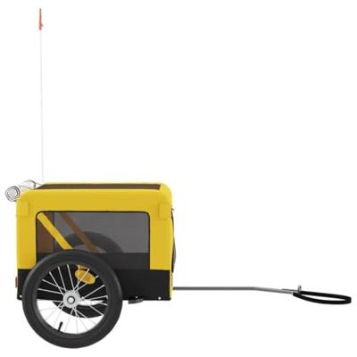 Hondenfietstrailer oxford stof en ijzer geel en zwart - thumbnail