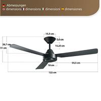 Beacon Plafondventilator zwartCalypso Ø 122cm IP20 - 213017 - thumbnail
