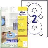 Avery-Zweckform L6015-25 CD-etiketten Ø 117 mm Papier Wit 50 stuk(s) Permanent hechtend Inkjet, Laser (zwart/wit), Laser (kleur), Kopiëren (zwart/wit), - thumbnail