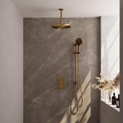 Gold Carving thermostatische inbouw regendouche set 48 - 3-weg omstelling, 30 cm douchekop, 3-standen handdouche Gold Carving thermostatische inbouw regendouche set 48 - 3-weg omstelling, 30 cm douchekop, 3-standen handdouche