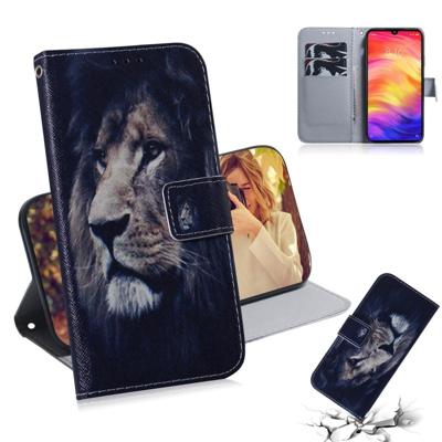 Leeuw patroon gekleurde tekening horizontale Flip lederen case voor Xiaomi Redmi Note 7 met houder & card slots & portemonnee