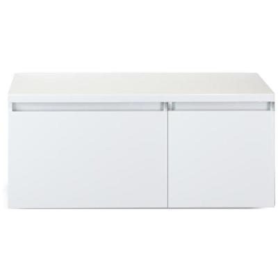 Frozen Badmeubelset 100 cm - Greeplijst in Kleur - Wastafel Onderkast met Bovenblad Wit Hoogglans