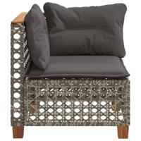 Tuinhoekbank met kussens poly rattan grijs - thumbnail