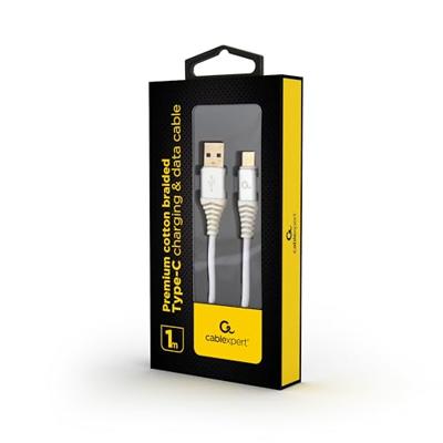 Gembird CC-USB2B-AMCM-1M-BW2 USB 2.0 kabel (USB A USB C, 1,8 m) zilver/wit