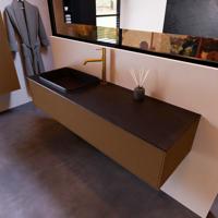 Badkamermeubelset Mondiaz Erin 150 cm met 1 Lade met RIDGE Wastafel Links Urban met 1 kraangat Greeploos Mat Rust - thumbnail
