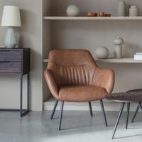 ZILT Fauteuil 'Tristan' Lederlook, kleur Bruin - thumbnail