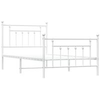 Bedframe met hoofd- en voeteneinde metaal wit 100x190 cm - thumbnail